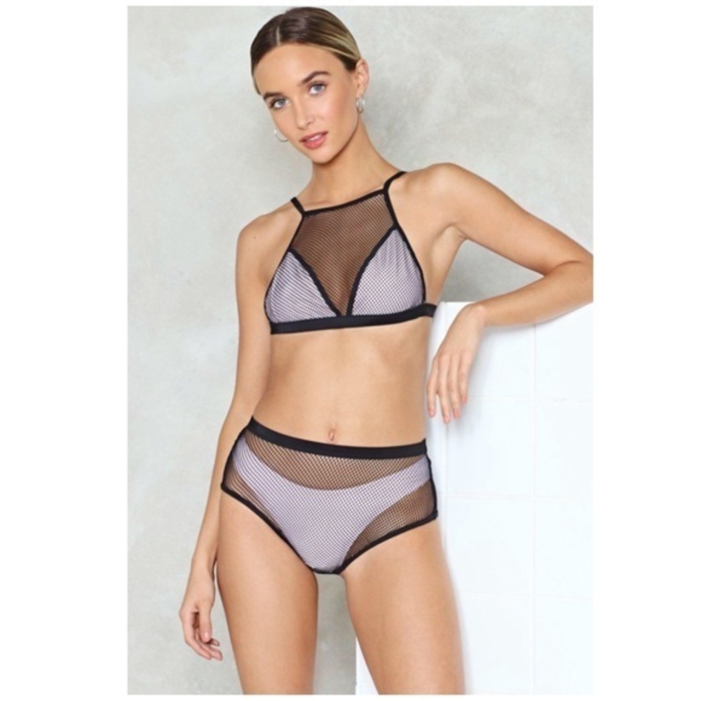 Nasty Gal On Top of Your Game Mesh Bikini Set Sz S